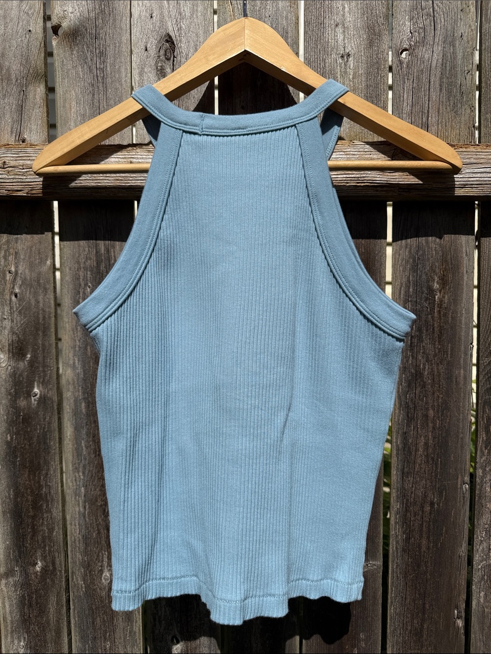 UNIQLO Ribbed Cropped Bra Top Built-In Cups Blue Size L - Picture 2 of 6